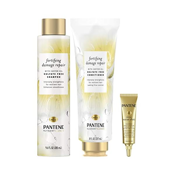 Pantene Sulfate Free Shampoo & Conditioner Set with Castor Oil+ Hair Mask Treatment, Nutrient Blends Fortifying Damage Repair