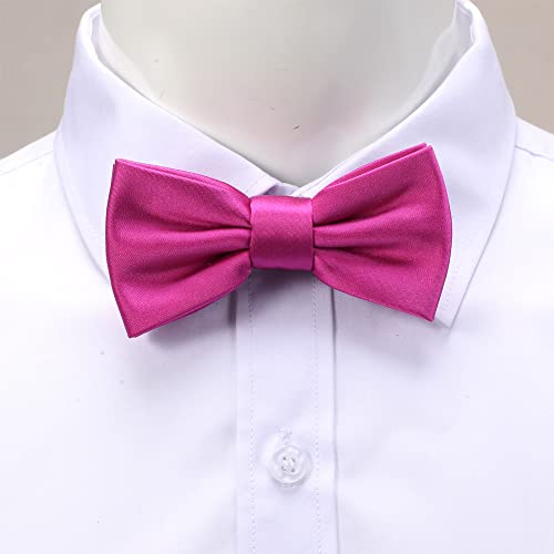Boys Solid Pre-Tied Bow Ties,Hot Pink Adjustable Tuxedo Bowtie For Boy With Multiple Colors,By Fortunatever(11''-18'') #TOP1