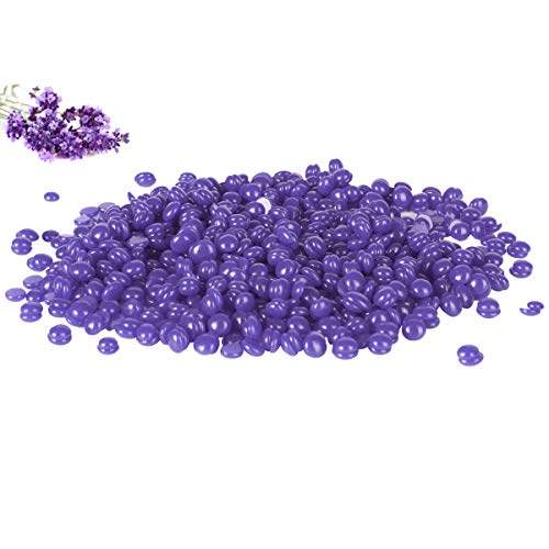 Cire Épilation,LUOLLOVE Cire Pelable sans Bande,Naturel Hard Wax Beans Saveur lavande Pour Hommes & Femmes - 300g avec 5 Spatule Epilation