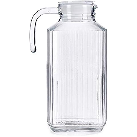 MGE - Glass Jug with Lid - Glass Pitcher with Lid - Water Carafe Jug for Water, Iced Tea and Juice Drink - Juice Beverage Carafe - Fridge Jug - 1.8 l Cover