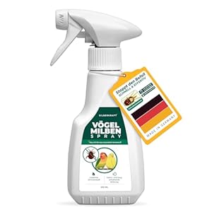 Milbenspray 250 ml, Milbenschutz für Ziervögel, Singvögel & Geflügel, für Wellensittich, Kanarienvogel, Papagei, Beo, Großsittich & Brieftaube, Gegen rote Vogelmilbe und Parasiten