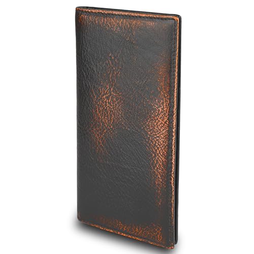 Image of DK86 Long Wallet For Men Full Grain Leather with Hand Burnished Rfid Blocking Rodeo Wallet Bifold Wallet
