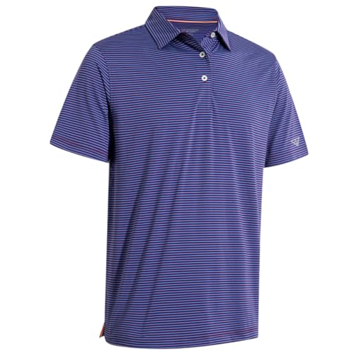 Image of Men's Golf Polo Shirts Short Sleeve Striped Performance Moisture Wicking Dry Fit Golf Shirts for Men