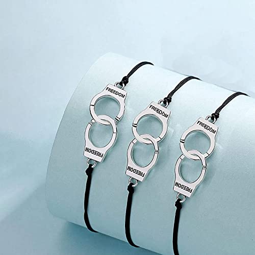 Image of YJT Partners in Crime for 2 Best Friends Handcuff BFF Bracelets Girls Women Friendship Bracelets for Couples, Mom and Daughter 2PC, with 2 Message Cards