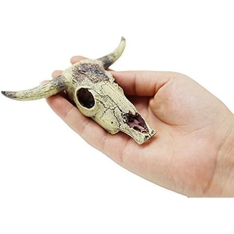 Leoyoubei Aquarium Decoration, Fish Tank Small Skull,Fish Turtle Hidden, Bonsai beautification. Cave Landscape Pet Reptile House Shrimps & Snails Love Them (Cattle Skull) Cover