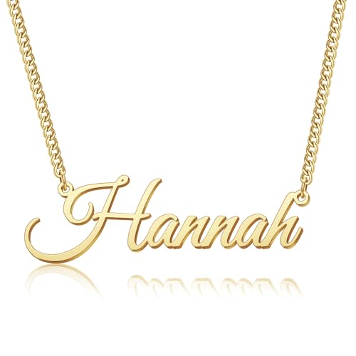 Personalised Name Necklace 18K Gold Plated Custom Necklace Customised Jewellery with Name Christmas Birthday Gifts for Women (Style 1)