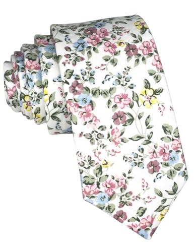 Image of Kebocis Mens Skinny Cotton Floral Tie for Men