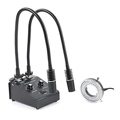 Lab Microscope Slides 6W 6500K Industrial Microscope LED Double Gooseneck Light Illuminator Lamp Spot Light Lamp Fill Light Lamp + 60 LED Ring Light Microscope Parts (Color : C)