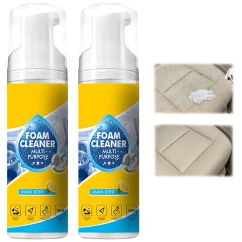 Qiieoev Multifunctional Foam Cleaner Powerful & Multipurpose Car Interior Foam Cleaners All-Purpose Rinse-Free Foam Cleaner Spray for Car Kitchen Bathroom (2pcs)