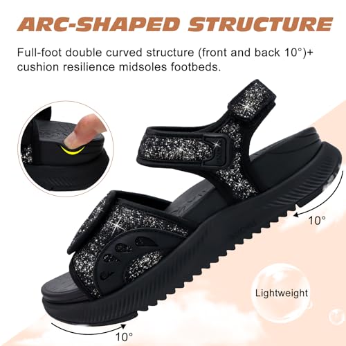 Image of ONCAI Walking Sandals Women,Arch Support Hiking Sandals with Orthotic Outdoor Footbed for Plantar Fasciitis,Water Athletic Platform Sandalias Mujer with 3 Adjustable Strap (US Size 6-12)