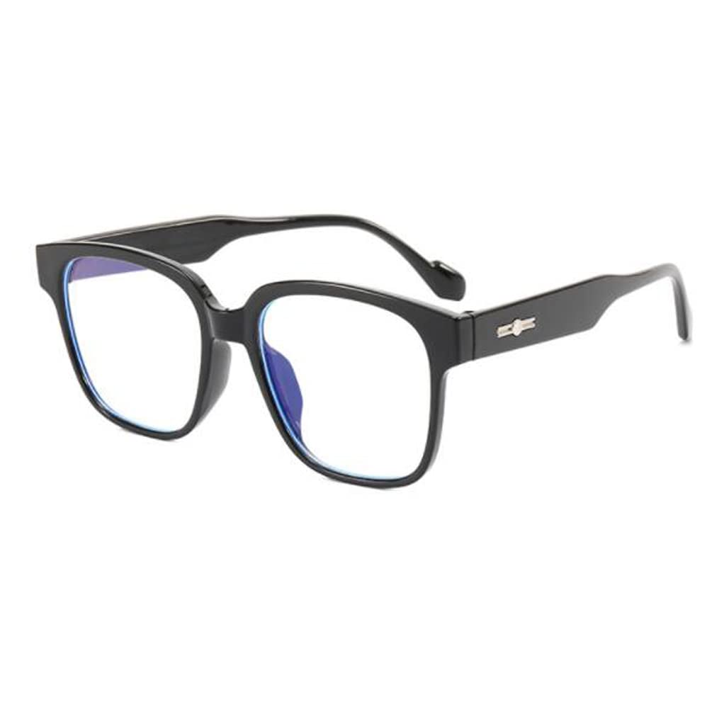 Weloveushop Large Square Frame Glasses Men and Women Anti-blue Light Flat Mirror Retro Transparent Lens Myopia Frame