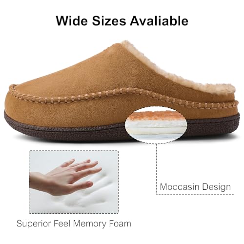 shoeslocker Men's Slippers, Comfy Memory Foam Slip-on Indoor House Shoes3