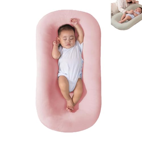 Image of LBHGRMF Baby Lounger Pillow, Bionic Design Baby Nest Sleeper Baby Lounger for Newborn 0-24 Months, Soft Organic Cotton Breathable Lounger Pillow for Infants (Light Pink 0-24 Months)