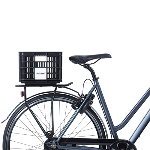 Basil Fahrradkiste für den Vorderradgepäckträger Crate M, Black, 40 cm x 33 cm x 25 cm, 33 Liter, 21062