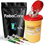 Kanülenabwurfbehälter 0,7 Liter von FabaCare, Entsorgungsbehälter für Kanülen, Spritzen und Nadeln