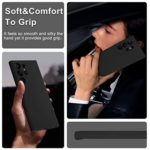 Janmitta Samsung Galaxy S23 Ultra Silicone Case,Soft Touch Premium Liquid Rubber Shockproof Phone Cover [Slim Fit] [Upgraded Camera Protection] [Microfiber Lining],2023 Black