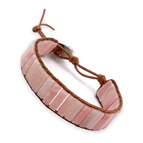 BENAVA Pulsera de piedras preciosas de ópalo rosa para mujer Cover