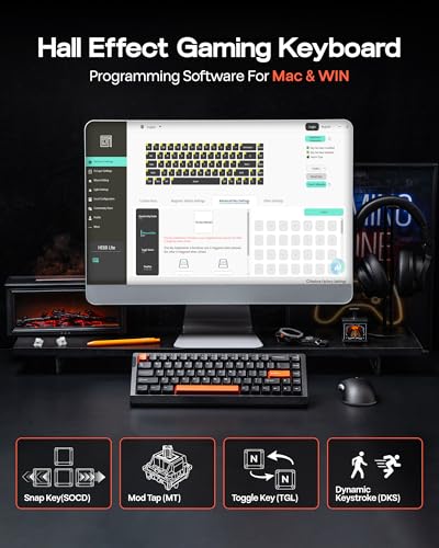 Image of EPOMAKER HE68 Lite Hall Effect Gaming Keyboard, 8k Polling & 128K Scan Rate, 0.005mm Adjustable Trigger, 0.125ms Latency, 5-Layer Sound-Dampened, Snap Key, SOCD, A-RGB, Wired, Mac Software (Black Red)