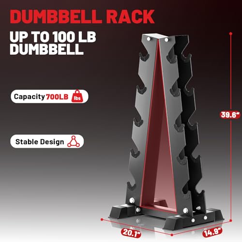 Image of A-Frame Dumbbell Stand, Dumbbell Barbell Storage & T Bar Row for Home Gym