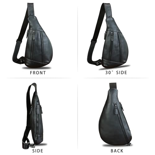Image of Genuine Leather Sling Bag for Men and Women Vintage Real Leather Crossbody Chest Bags Backpack Purse for Travel Hiking