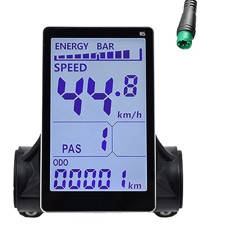 Srutueo M5 Electric Bike LCD Display Meter 24V 36V 48V 60V E Scooter LCD Panel Screen Replacement Parts Accessories for Mountain Electric Bike (5PIN), Black