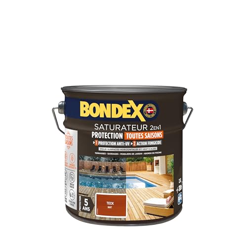 BONDEX - Saturateur Terrasse Bois Intérieur & Extérieur - Idéale pour Rénover, Décorer et Protéger - À Base d'Eau - Haute Protection - Anti-UV,...