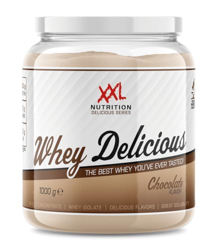 XXL Nutrition - Whey Delicious - 80% Eiwit - Chocolade - Wei Eiwitpoeder met BCAA & Glutamine, Proteine Poeder, Eiwit shake, Whey Protein - Diverse Smaken - 1000 gram (33 shakes)