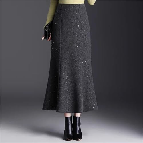 Women's Autumn and Winter Thick Warm Wool Long Skirt High Waist A-line Fashionable Fishtail Skirt2