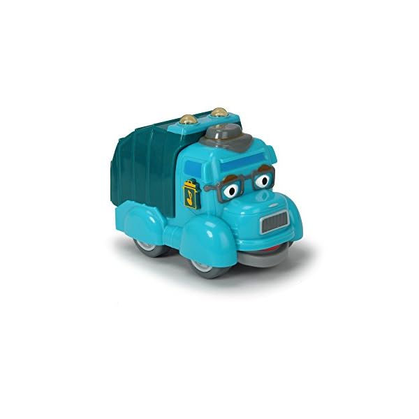 Dickie Toys - Helden der Stadt, Manni Müll, das Müllauto mit Licht, originalen Liedern, Sounds und Freilauffunktion, inkl. Sammelkarte mit Geheimcode – Bild 4