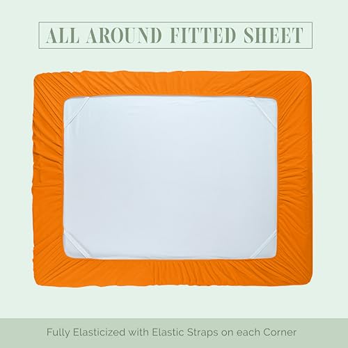 Image of Elegant Comfort Luxurious 1500 Premium Hotel Quality Microfiber 4-Piece Sheet Set, 18-24 Inches Deep - Extra Deep Pocket Sheets - Ultra Soft 4PC Deep Pocket Sheets, Full, Orange