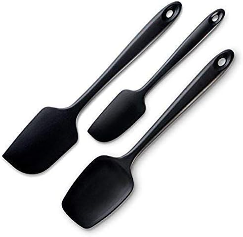 Spatlus 3-Piece Silicone Spatula Set - 600°F Heat Resistant Non Stick Silicone Kitchen Spatulas for Cooking and Baking Professional Grade Spatula Set Silicone Utensil Set 3A (Black)