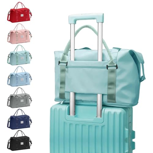 Travel Duffle Bag, Waterproof Sport Tote Gym Bag for Women Men 2025, Overnight Weekender Carry with Wet Pocket