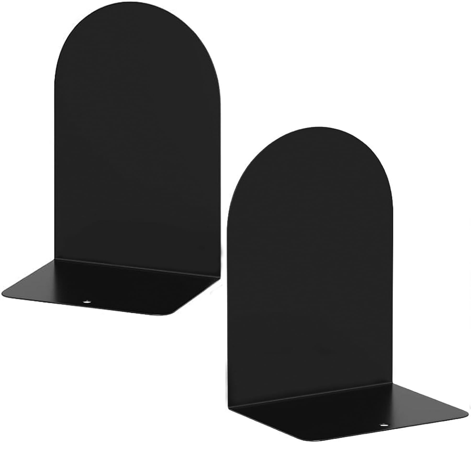 Lulonpon 2pcs Book Ends, Black Bookends, Non-Skid Book End, Metal Bookends for School Library and Desktop Organizer, Acrylic Book Ends for Book Shelves (2, Black)