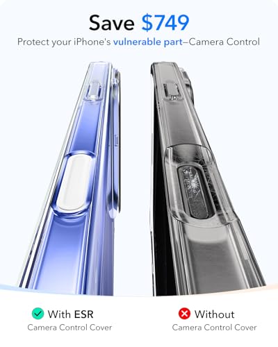 ESR for iPhone 16 Plus Case, Camera Control Button Compatible with MagSafe, Military-Grade Protective Case for iPhone 16 Plus,Built-in Stash Stand Phone Case, Scratch-Resistant Back Cover, Clear