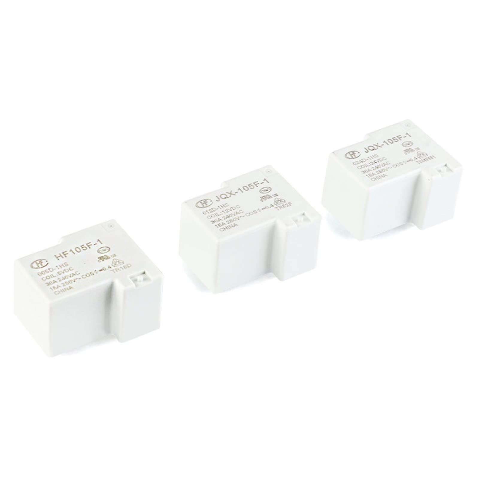 VDOQTLJT 10pcs 5V 12V 24V VDC Relays HF105F-1-JQX-105F-1/005D-1HS HF105F-1/012D-1HS HF105F-1/024D-1HS 30A 250VAC 4PIN