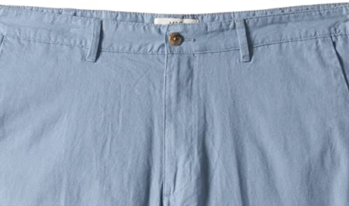 Image of Marks & Spencer Linen Mix Plain Regular Fit Trousers T175360ILIGHT Blue (40)