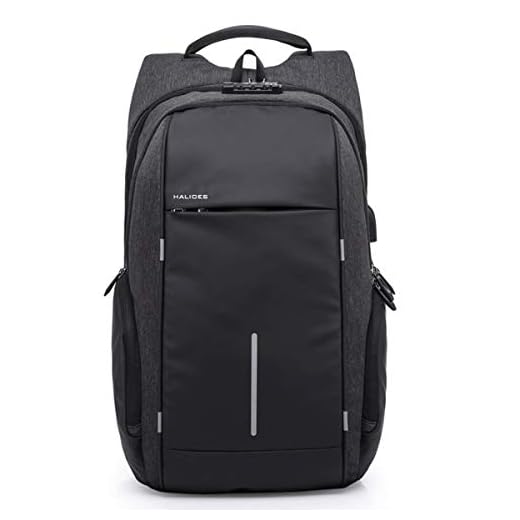 HALIOES HS-101+ 35L, 17" Antitheft Laptop Backpack with TSA Combination Lock, USB Charging Port, AUX Port, 2 Largs & 2 Hidden Compartments (Midnite Black)