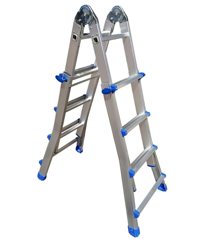 Suinga Escalera metálica multiposición de Aluminio 7+7 peldaños. Altura máxima de Trabajo 4,49 m