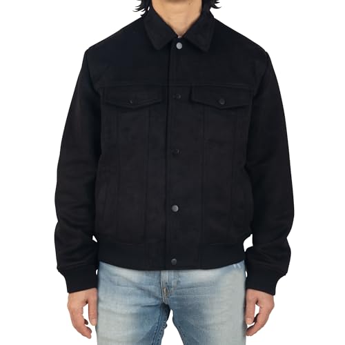 Alpine Swiss Men's Blake Vegan Suede Bomber Jacket – Lightweight Slim Fit Casual Softshell Coat with 5 Pockets2