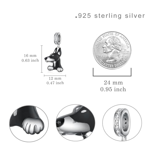 Doberman/Shih Tzu Charms 925 Sterling Silver Dog Charms Cute Animal Jewelry Gifts for Women Dog Lovers4