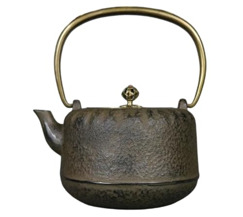 INRAITO 南部 鉄瓶 南部鉄器【ろうこう】日本 岩手 いわて 伝統工芸 南部鉄瓶 鉄器 茶道具 鉄分補給 茶こし付き 鉄びん 急須 各種熱源対応 (1.2L)-TH-26