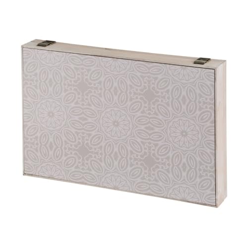 LOLAhome - Tapa Contador Luz o Cuadro Eléctrico de Madera Decorado con Dibujos Geométricos Color Beige de 46x31x6 cm