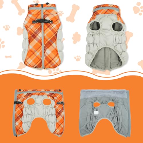 Image of Lelepet Warm Dog Winter Coat Dog Coats for Large Dogs Waterproof Jacket | Reflective Cold Weather Coats with Harness Windproof Zip-Up Winter Fleece Vest Padded Snowsuit Pitbull Labrador XXL