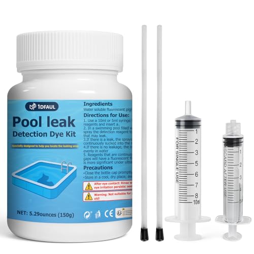 1DFAUL Kit de tinte de detección de fugas de piscina de 150 g, tinte amarillo fluorescente para fugas, localiza fácilmente fugas, alta visibilidad, para todos los tipos de baños, spa y jacuzzi