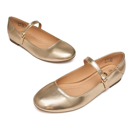 Image of Rekayla Flats for Women Mary Jane Shoes Women Round Toe Ballet Flats with Buckle Strap Comfortable Dress Shoes for Work Casual Daily Wear