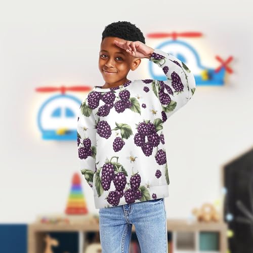 JUNZAN Fresh Boysenberry Fruit White Kids Boys Sweatshirt Hoodie Fleece Outerwear for Kids Camping 4T4