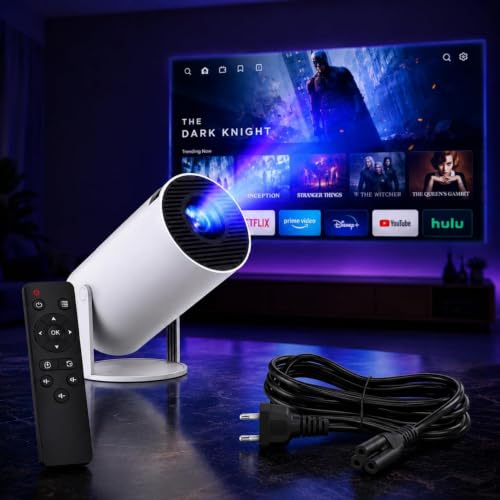 Image of One94Store Android 11 Smart Mini Projector, WiFi 6 Bluetooth HD Home Theater Projector, 1080P 4K Input Support, 180 Rotating Stand, Auto Keystone, HDMI USB for Mobile & Gaming