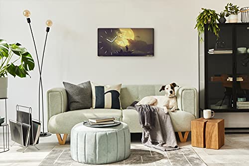 Horloge sur Toile Art Moderne 60x30cm Design Pêcheur - Finition Premium Mains Blanches - 5