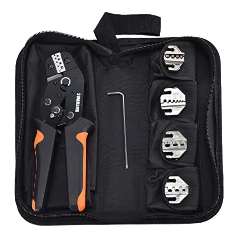 SWANAMB Wire Crimper Tool Kit - Compact with 5 Interchangeable Jaws and Mini Oxford Bag for Various Electrical Work including Dupont Connectors, End Sleeve Ferrules, Insulated/Non-Insulated Terminals Cover