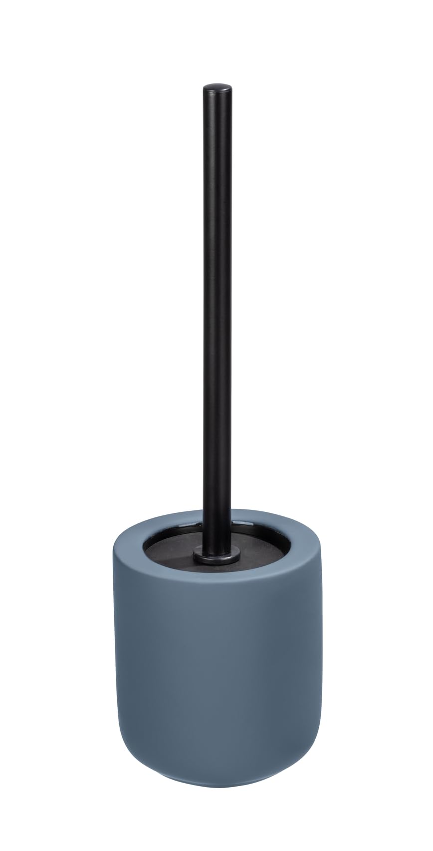 WENKO Set WC Belluno, pregiato portascopino in robusta ceramica dalle moderne forme tondeggianti, ciuffo igienico sostituibile, superficie solcata soft touch, colore Bianco opaco, 11.5 x 42 cm